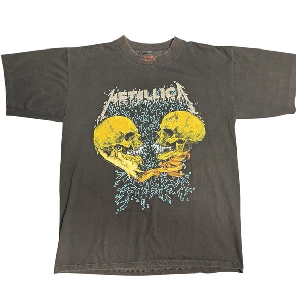 Vintage 1991 Metallica Sad But True Pushead Shirt Rare Double Sided Single